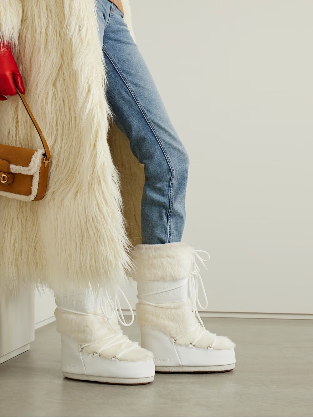 Moon Boot Icon Faux-Fur Boots in Optical White